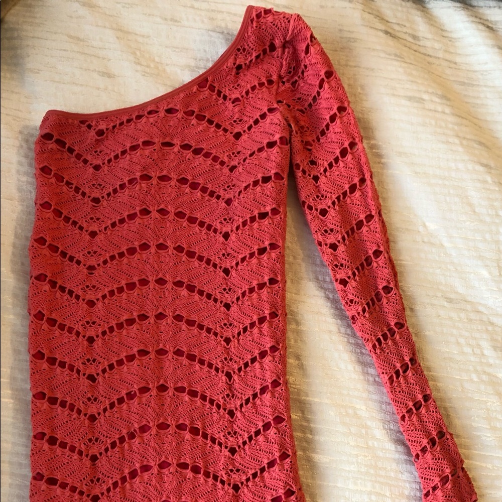 Bebe One-Arm Coral/Pink Dress
